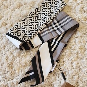 Burberry Black and White Logo Scarf